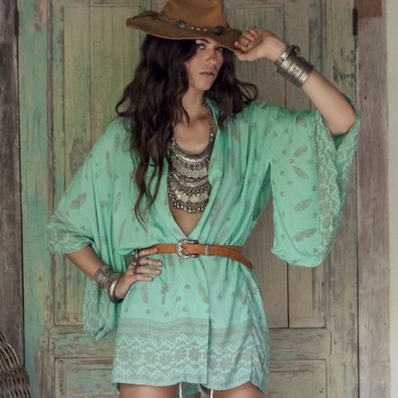 Spell Jackets & Blazers - Spell Tribal Kimono - Sage - OS - Vintage